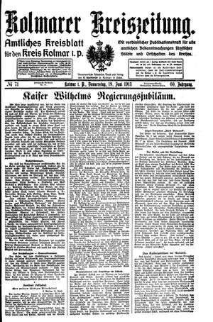 Kolmarer Kreiszeitung on Jun 19, 1913