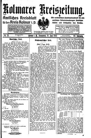Kolmarer Kreiszeitung vom 21.06.1913