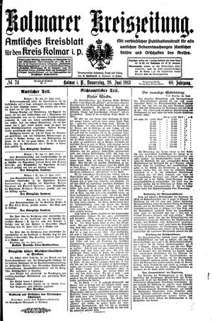Kolmarer Kreiszeitung on Jun 26, 1913