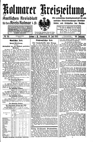 Kolmarer Kreiszeitung on Jul 19, 1913