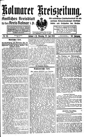 Kolmarer Kreiszeitung vom 22.07.1913