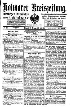 Kolmarer Kreiszeitung vom 29.07.1913