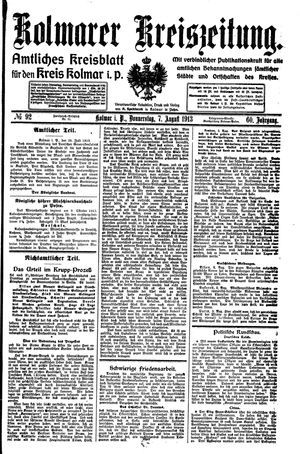 Kolmarer Kreiszeitung vom 07.08.1913