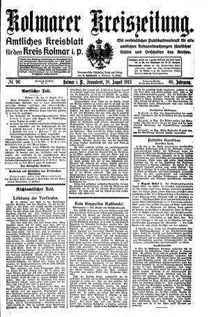 Kolmarer Kreiszeitung on Aug 16, 1913