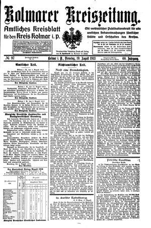 Kolmarer Kreiszeitung vom 19.08.1913
