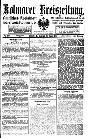 Kolmarer Kreiszeitung vom 26.08.1913