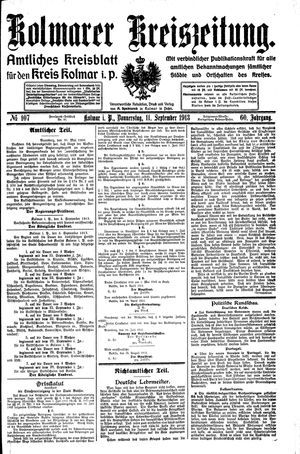 Kolmarer Kreiszeitung on Sep 11, 1913