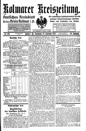 Kolmarer Kreiszeitung vom 13.09.1913