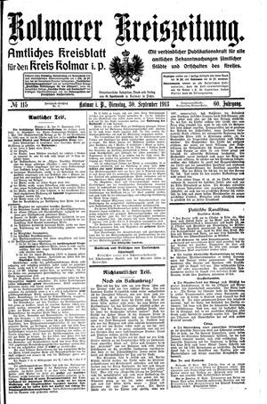 Kolmarer Kreiszeitung on Sep 30, 1913