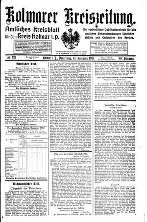 Kolmarer Kreiszeitung vom 13.11.1913