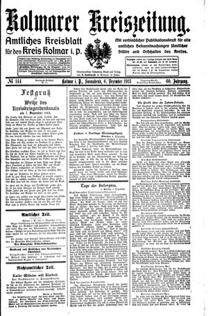 Kolmarer Kreiszeitung vom 06.12.1913