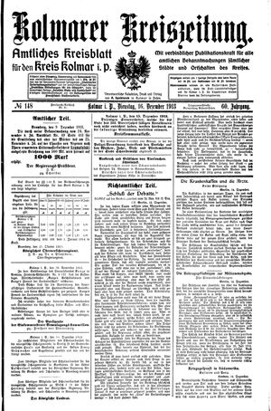 Kolmarer Kreiszeitung vom 16.12.1913