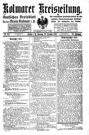Kolmarer Kreiszeitung vom 23.12.1913