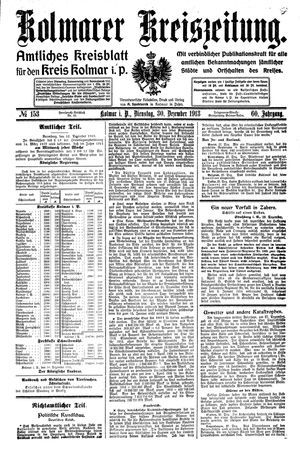 Kolmarer Kreiszeitung vom 30.12.1913