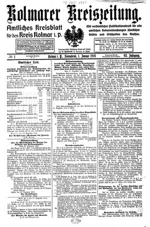 Kolmarer Kreiszeitung vom 01.01.1916