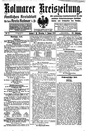 Kolmarer Kreiszeitung vom 04.01.1916