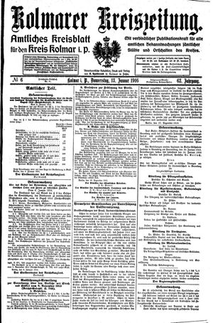 Kolmarer Kreiszeitung vom 13.01.1916