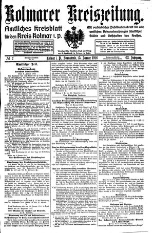 Kolmarer Kreiszeitung vom 15.01.1916