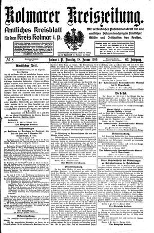 Kolmarer Kreiszeitung vom 18.01.1916