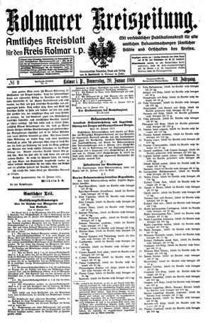 Kolmarer Kreiszeitung vom 20.01.1916