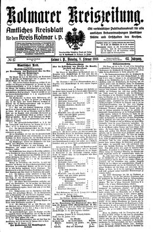 Kolmarer Kreiszeitung vom 08.02.1916