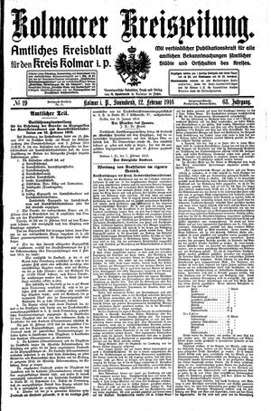 Kolmarer Kreiszeitung vom 12.02.1916