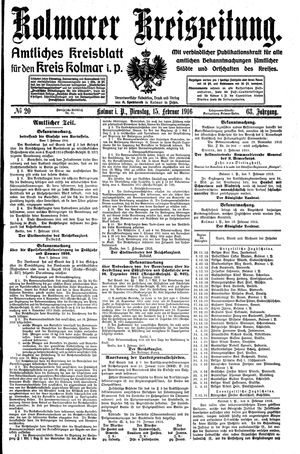 Kolmarer Kreiszeitung on Feb 15, 1916