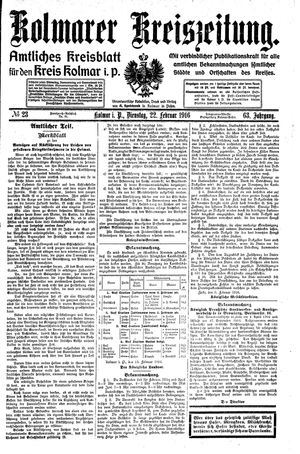 Kolmarer Kreiszeitung on Feb 22, 1916