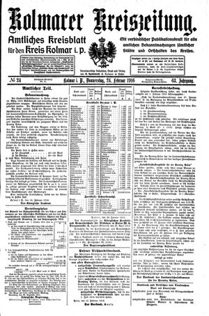 Kolmarer Kreiszeitung vom 24.02.1916
