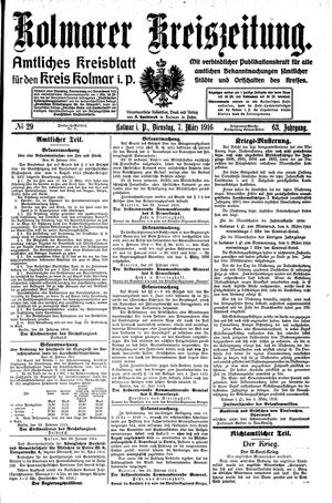 Kolmarer Kreiszeitung vom 07.03.1916