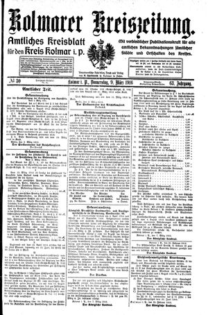 Kolmarer Kreiszeitung vom 09.03.1916