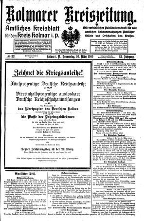 Kolmarer Kreiszeitung vom 16.03.1916