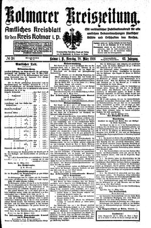 Kolmarer Kreiszeitung vom 28.03.1916