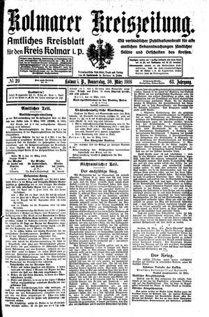 Kolmarer Kreiszeitung vom 30.03.1916