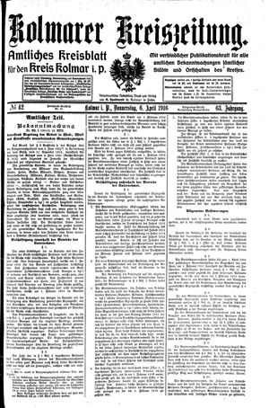 Kolmarer Kreiszeitung vom 06.04.1916