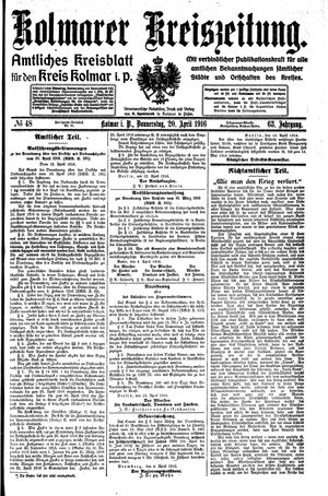 Kolmarer Kreiszeitung vom 20.04.1916