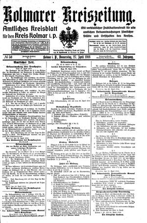 Kolmarer Kreiszeitung vom 27.04.1916