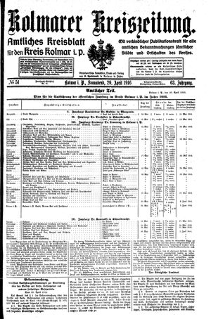 Kolmarer Kreiszeitung vom 29.04.1916