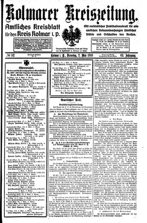 Kolmarer Kreiszeitung vom 02.05.1916