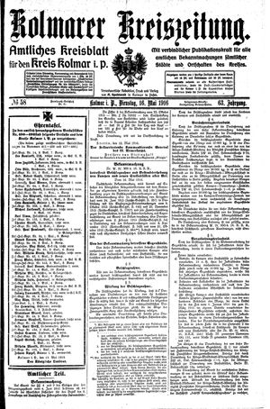 Kolmarer Kreiszeitung on May 16, 1916