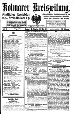 Kolmarer Kreiszeitung vom 23.05.1916