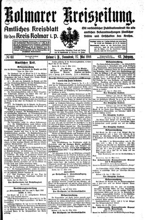 Kolmarer Kreiszeitung vom 27.05.1916