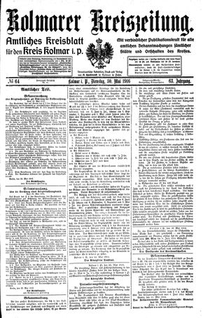 Kolmarer Kreiszeitung vom 30.05.1916