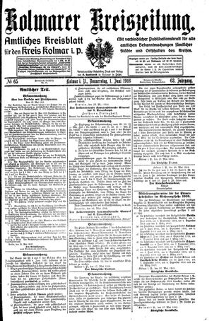 Kolmarer Kreiszeitung on Jun 1, 1916