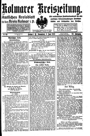 Kolmarer Kreiszeitung vom 03.06.1916