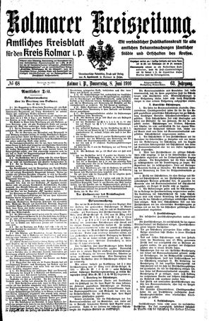 Kolmarer Kreiszeitung vom 08.06.1916