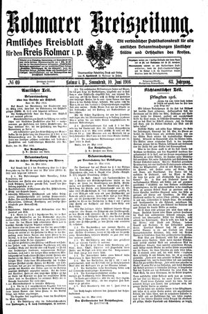 Kolmarer Kreiszeitung on Jun 10, 1916