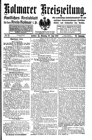 Kolmarer Kreiszeitung vom 20.06.1916