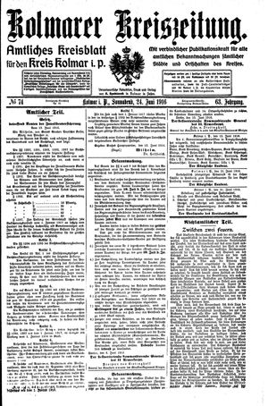 Kolmarer Kreiszeitung vom 24.06.1916