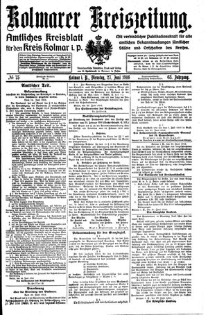 Kolmarer Kreiszeitung vom 27.06.1916